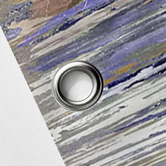 JAWO Abstract Shower Curtain, Modern Aesthetic Stripe Shower Curtain Sets with 12 Hooks for Bathtub Bathroom Gray Purple Contemporary Abstract Painting Fabric
