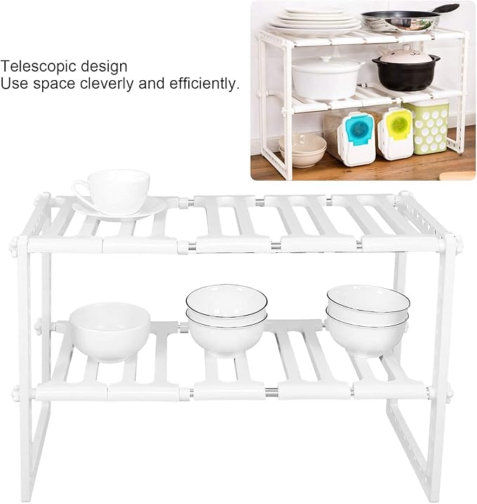 2 Tier Sink Rack Cabinet, Sto Rack with s Shelf, Bathroom Holder for Household Supplies, less and PP l, Retractable