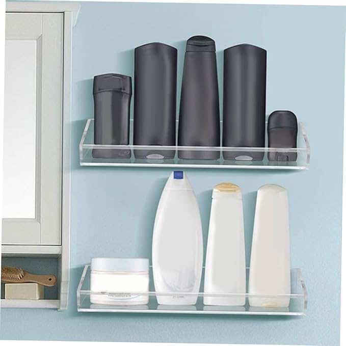 1set Floating Acrylic Shelf for Bathroom and Kitchen Storage Wall-mounted Organizer for Toiletries Seasonings and Essentials for Efficient Space Saving