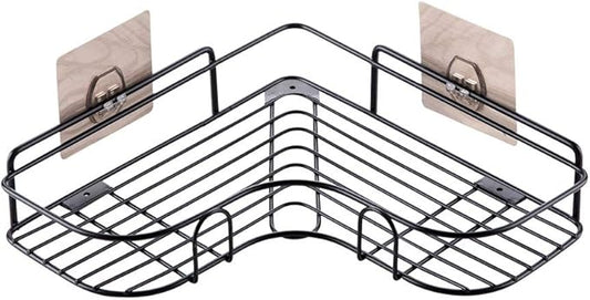 AGYH Bathroom Shelf Free Punch Corner Bathroom Wall Hanging Wrought Iron Triangle Kitchen Storage Rack (Color : Black)