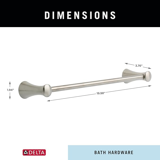 Delta Lahara (1-Pack) 18'' Towel Rack for Bathroom Brilliance Stainless Steel Towel Bar for Bathroom Wall Towel Holder Rod Wall Mounted 73818-SS