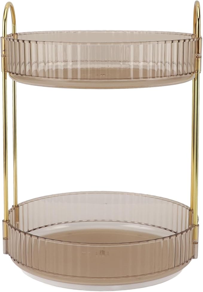 Makeup Organizer,2 Tier Makeup Rack - 360° Rotating Space Saving Cosmetic Countertop for Bedroom, Bathroom, and Kitchen - for Skincare and Beauty Products! (Yellow)