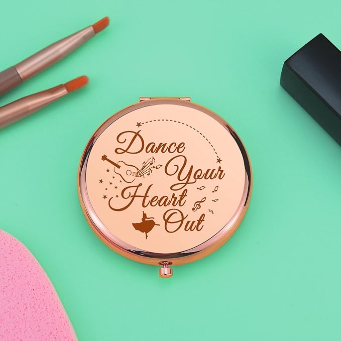 Dance Lover Gift Dancing Gift for Girls Dance Gifts for Women Compact Makeup Mirror for Dancing Teacher Folding Makeup Mirror for her Inspirational Present for Women Girl Birthday Graduation