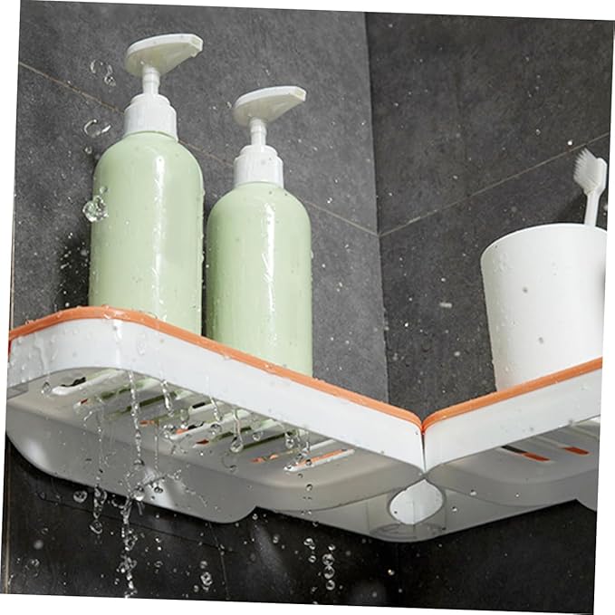 Healifty 2Pcs Wall Mounted Storage Rack Foldable Corner Organizer Punch-Free Bathroom Shelf Multi-Functional Toiletry Holder Easy Installation Space-Saving Design