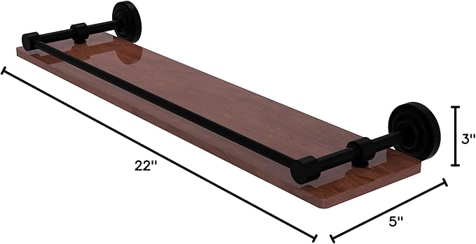 Allied Brass DT-1-22-GAL-IRW Dottingham Collection 22 Inch Solid IPE Ironwood Gallery Rail Wood Shelf, Matte Black