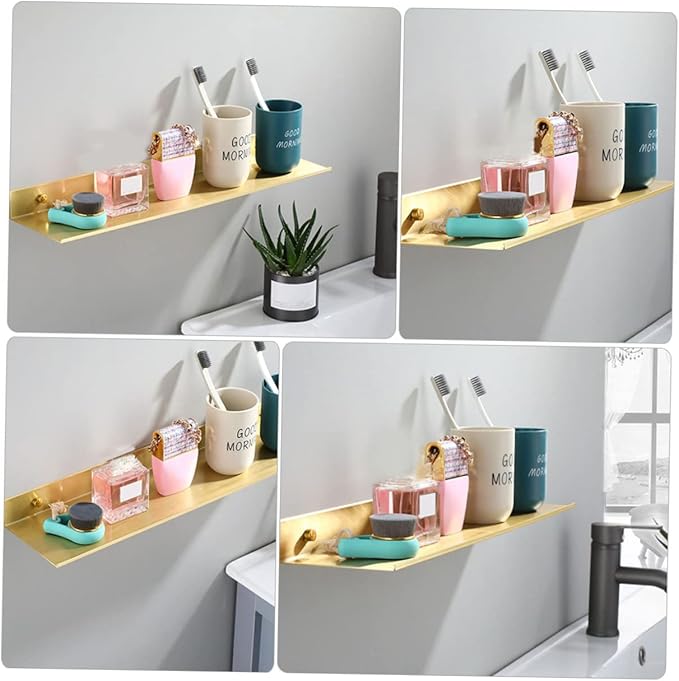 Bathroom Storage Mounted Small Shelf for Toiletries Easy Installation Space Saving Organizer Capacity Brushed Aluminum Design for Clean Tidy Bathrooms