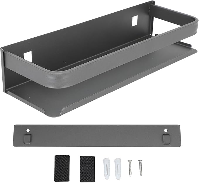 TANIQIACA Simple Aesthetic Wall Mounted Bathroom Rack, Multifunctional Floating Shelves for Bathroom Kitchen Storage, Sturdy Stainless Steel, Large Capacity, Strong Adhesive, No Drill Insta (30cm)