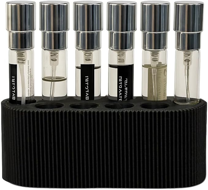 Perfume Sample Organizer for Bathroom or Vanity ?€? Ideal Makeup and Skincare Storage, Desk and Bathroom Counter Organizer, Gift for Her ((BLACK) Fits 8mL Atomizers (Travel Size))