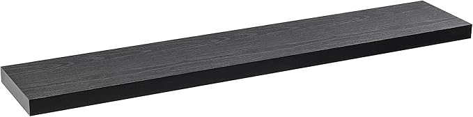 Floating Shelves for Wall, Wall Mounted Rustic Wood Shelves for Bathroom, Bedroom, Living Room, Kitchen, Hanging Shelf for Books/Storage/Room (Black, 35.4")