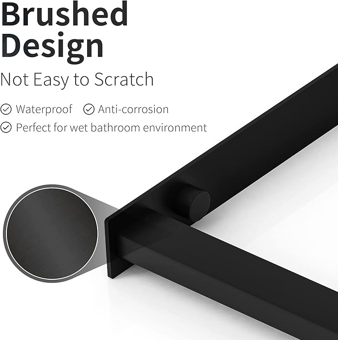 Towel for Racks Bathrooms, Wall Mounted Towel Rack for Storing Towels, Robes, Towel Holders with Hooks, Bathroom Towel Storage, Black