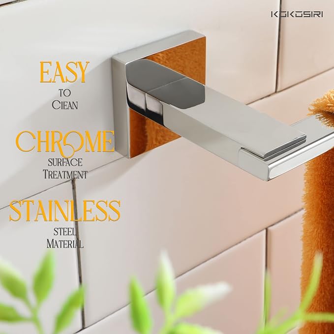 KOKOSIRI Hand Towel Bar Chrome Towel Ring Holder for Bathroom Hardware Organization and Storage Wall Mount Heavy Duty, Polished Stainless Steel B3006CH
