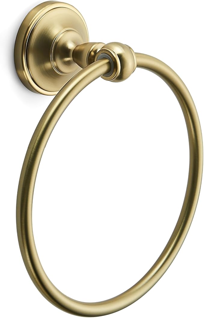 khtumeware 1 Pack Champagne Bronze Bath Towel Ring, Bathroom Hardware Accessories Heavy-Duty Hand Towel Holder for Bathroom, Modern Round Towel Hanger Wall Mounted