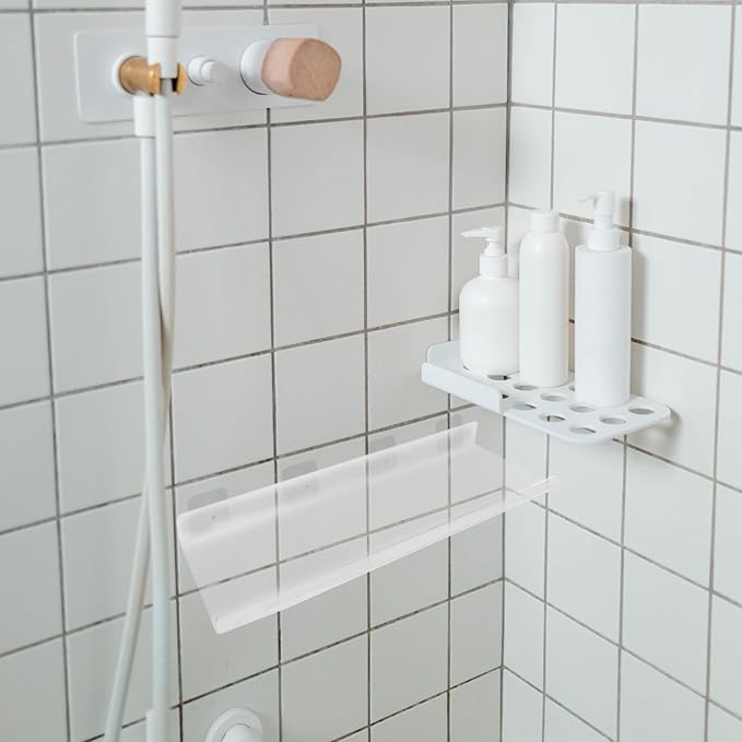 ORFOFE Acrylic Floating Wall Shelf for Bathroom Kitchen Storage Easy Install No Drilling Design Large Wall Mounted Organizer U-Shaped Shelf for Toiletries Seasoning Bottles