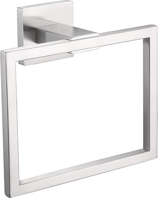 LANC Hand Towel Rings for Bathroom Wall Mount Brushed Finished Square Hand Towel Holder for Kitchen Towel Holder Lavatory SUS304 Stainless Steel Contemporary Style Shower Towel Racks Hanger, A8896BN