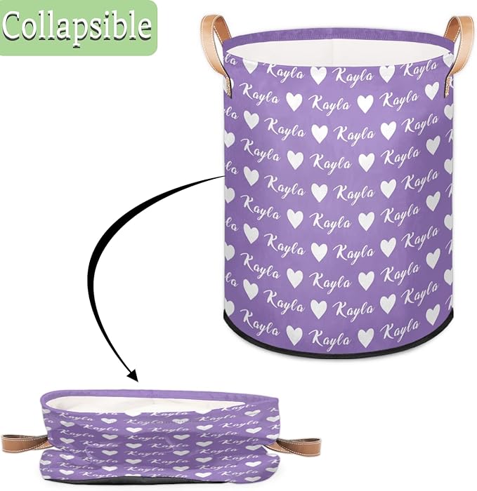 Custom Love Laundry Hamper, Personalized Laundry Baskets with Handles Dirty Clothes Hamper Storage Basket