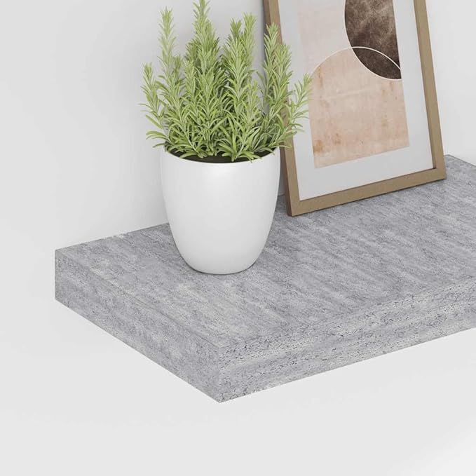 Wall Shelf Set of 2, 15.7-inch Floating Shelves for Living Room, Modern Concrete Grey MDF Storage Organizer for Bedroom, Office Decor, Display Shelves for Plants, Books