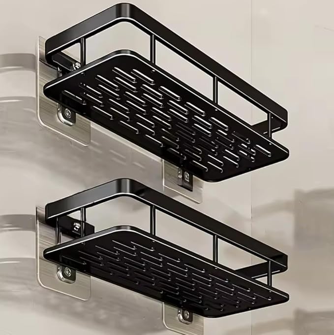 Square 2PCS Bathroom Storage Rack, Bathroom Shelves, No-Drill