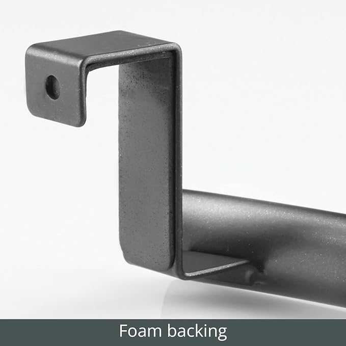 mDesign Steel Over Door Curved Towel Bar Storage, Hanger for Cabinet or Cupboard, Holder Rack for Kitchen, Bathroom - Holds Hand/Dish Towels, Washcloths - Spira Collection - 2 Pack - Graphite Gray