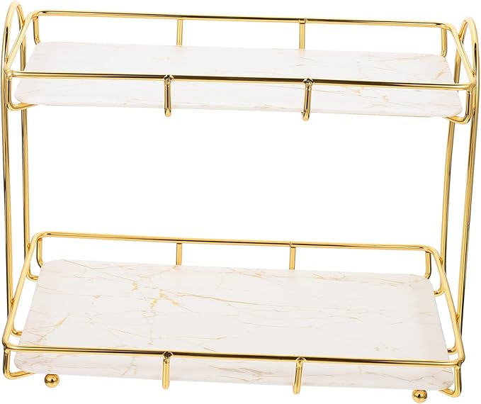 Mobestech 2-Tier Bathroom Countertop Organizer Rack Versatile Storage Shelf for Toiletries and Skincare Sturdy Plastic Non-Slip Base for Home and Travel Use