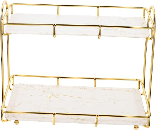 Mobestech 2-Tier Bathroom Countertop Organizer Rack Versatile Storage Shelf for Toiletries and Skincare Sturdy Plastic Non-Slip Base for Home and Travel Use