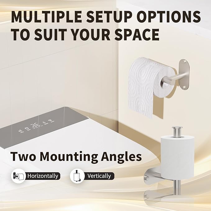 5-Piece Bathroom Hardware Accessories Set, Self-Adhesive & Wall Mounted SUS304 Stainless Steel Towel Bar Set, Adjustable Towel Bar, Towel Ring, Toilet Paper Holder & 2 Hooks(Brushed Nickel)