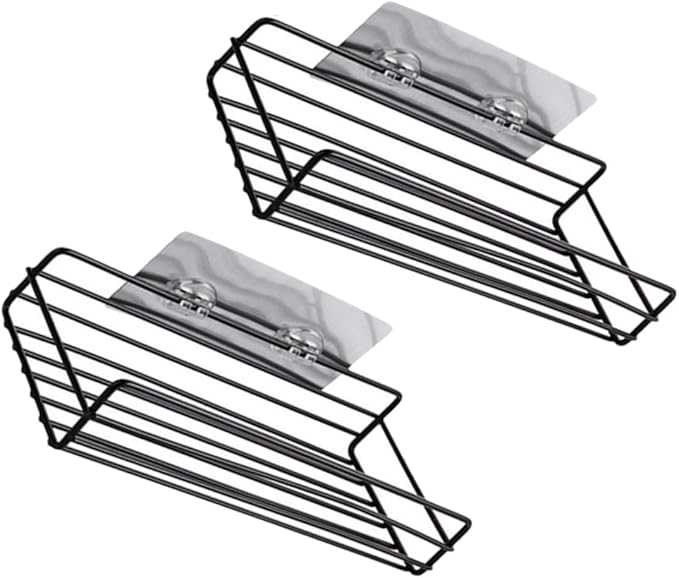 PRETYZOOM 2pcs Bathroom Shelf Organizer Wall-Mounted Storage Racks Iron Display Racks for Bathroom Kitchen