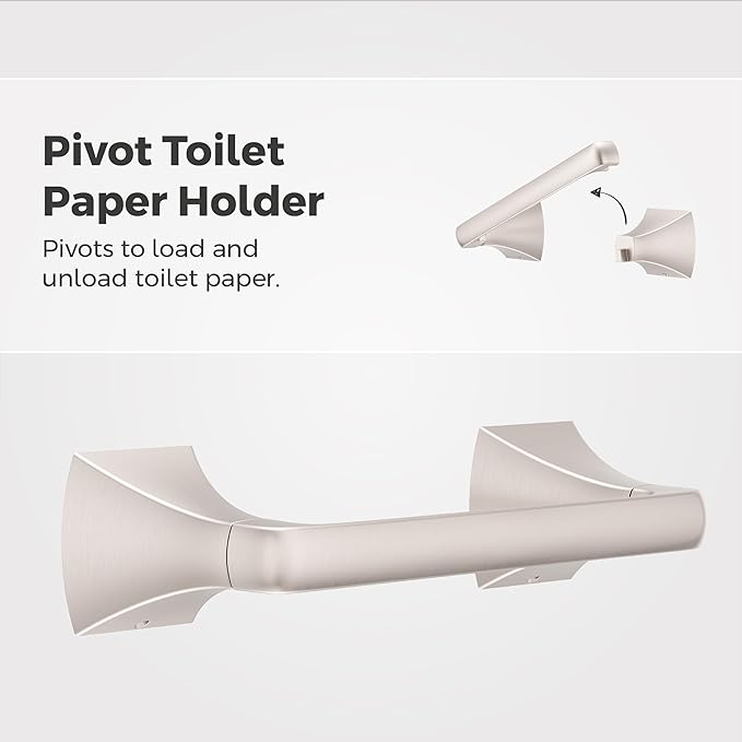 Pfister Bruxie Toilet Paper Holder, Bathroom Tissue Roll Holder, Wall-Mounted, Screw-in, Spot Defense Brushed Nickel Finish, BPHBIE0GS