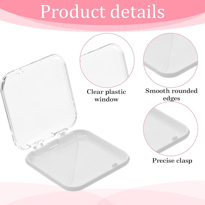 4PCS Press on Nail Storage Box Container with 30PCS Adhesive Double Sided Tape for Fake Nails Storage Case, False Nail Container Artificial False Nails Box Organizer for Business Art Salon