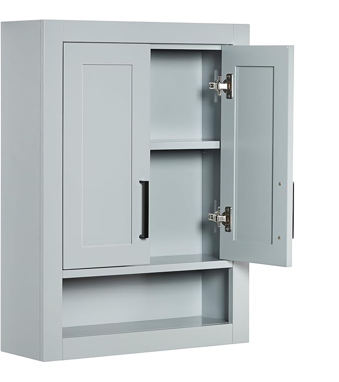 ARIEL Bathroom wall Cabinet 31" H x 23.1W x 8" D - Open Shelf - Grey