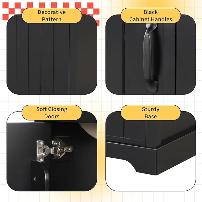 Virubi 20 in Small Bathroom Vanity with Sink,Soft Close Door and Adjustable Shelf,Wood Modern Single Bathroom Sink Cabinet,Freestanding (Black)