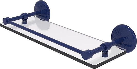 Allied Brass MC-1/16-GAL-MBL Monte Carlo 16 Inch Tempered Glass Shelf with Gallery Rail, Mediterranean Blue