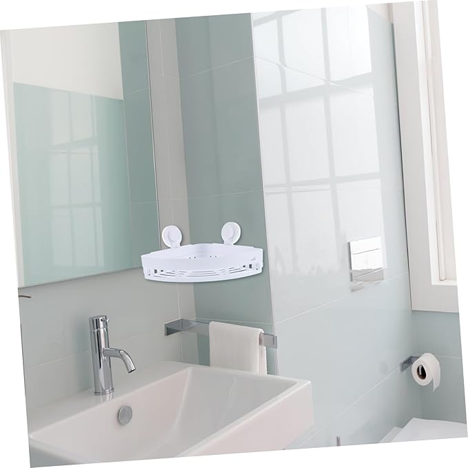 Holibanna Triangle Wall-Mounted Storage Shelf Bathroom Organizer Rack for Shampoo and Sundries Space-Saving Adhesive Storage Holder for Towels and Toiletries