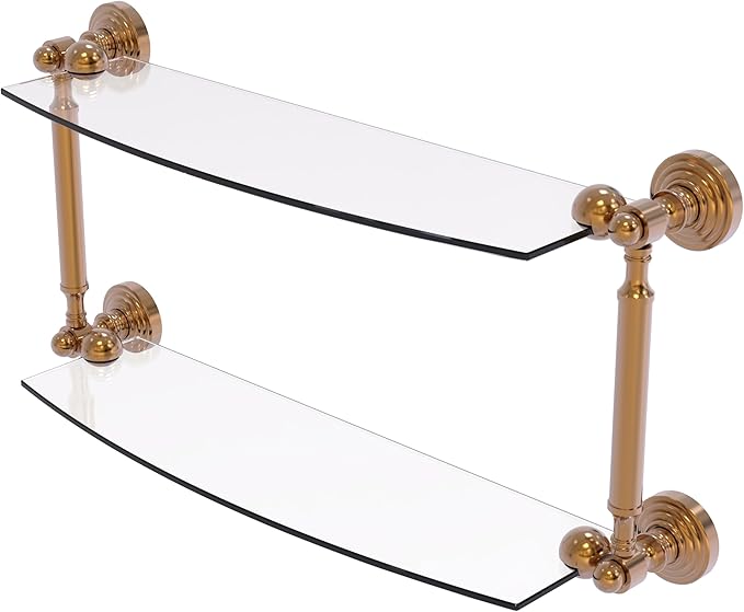 Allied Brass WP-34/18-BBR Waverly Place Collection 18 Inch Two Tiered Glass Shelf, Brushed Bronze