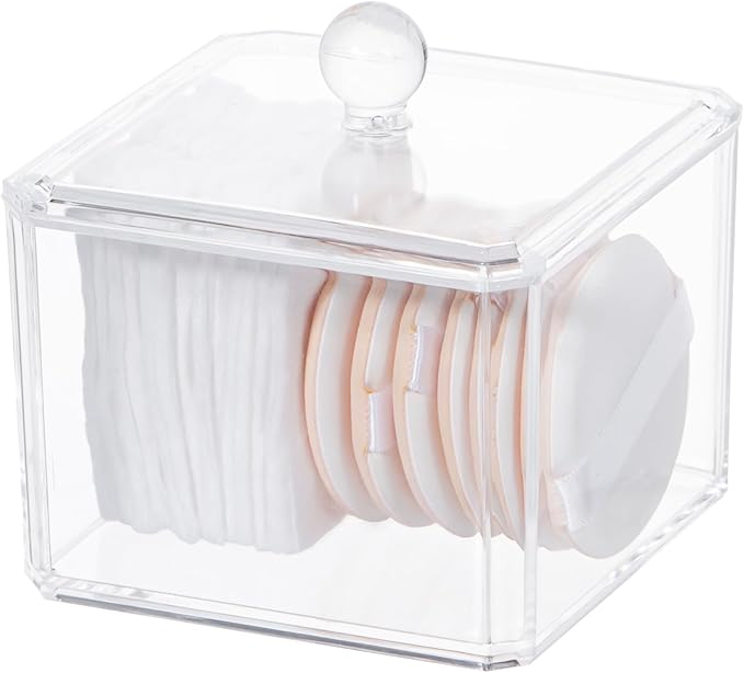 dedoot Plastic Drawer Organizer, Clear Acrylic Vanity Desk Storage and Organizer, Bathroom Display Storage Container with Lid for Jewelry, Small Items 3.74x3.54X2.55 Inch
