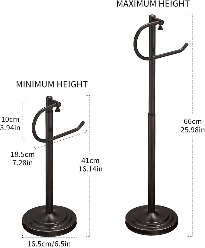 Hand Towel Holder Stand for Bathroom Countertop, Standing Towel Rack with Non-Slip Base, Stainless Steel Adjustable Towel Bar 16.5-26 Inch for Kitchen Vanity (Oil Rubbed Bronze)