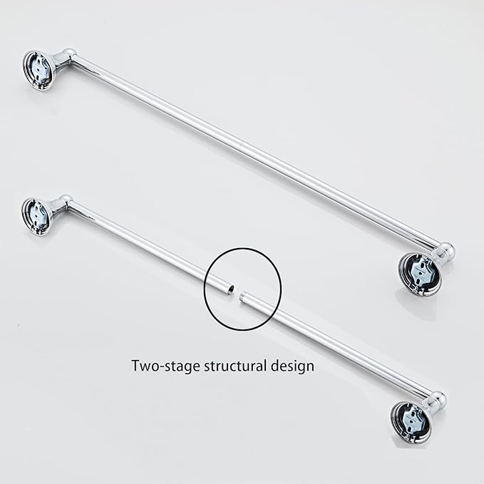 4-Piece Towel Bar Set, 24 Inch Towel Racks for Bathroom Wall Mounted in Chrome, SUS304 Stainless Steel Complete Bathroom Hardware