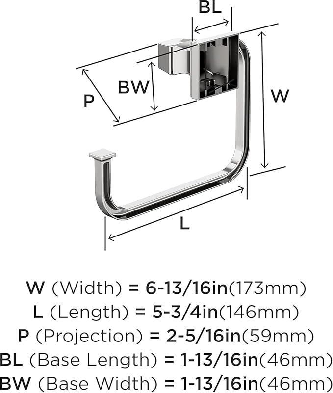 Amerock BH3602226 | Chrome Towel Ring | 5-3/4 in (146 mm) Length Towel Holder | Mulholland | Hand Towel Holder for Bathroom Wall | Small Kitchen | Bath Accessories