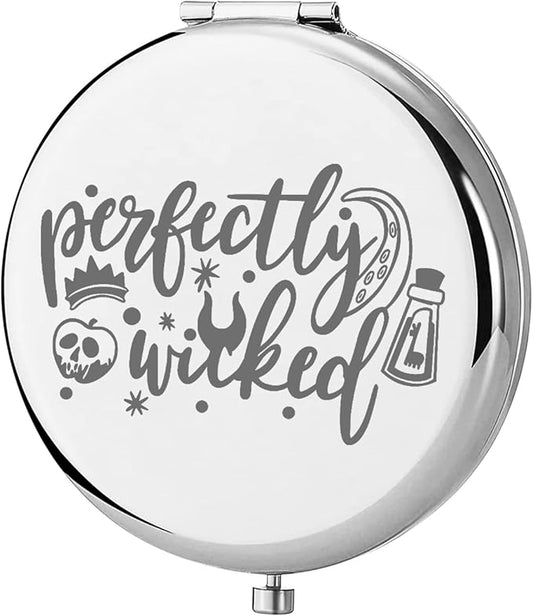 KEYCHIN Villains Movie Pocket Mirror Evil Queen Fans Gifts Perfectly Wicked Halloween Compact Mirror for Women Girl Teenagers (Perfectly Wicked Mirror-S)