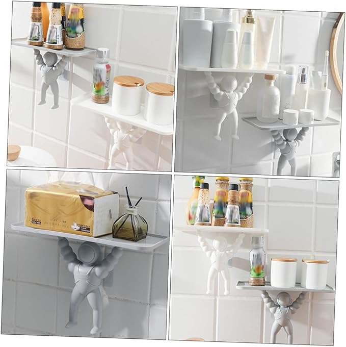 LIFKOME 2pcs Cosmetics Storage -Mounted Storage Rack Bathroom Shelf Modern Decorative