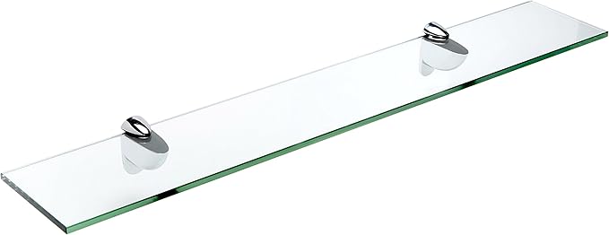 Spancraft Glass H-8x18-Chrome Heron Glass Shelf, Chrome, 8" x 18"