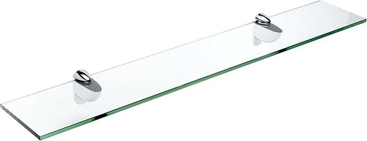 Spancraft Glass H-10x27-Chrome Heron Glass Shelf, Chrome, 10" x 27"