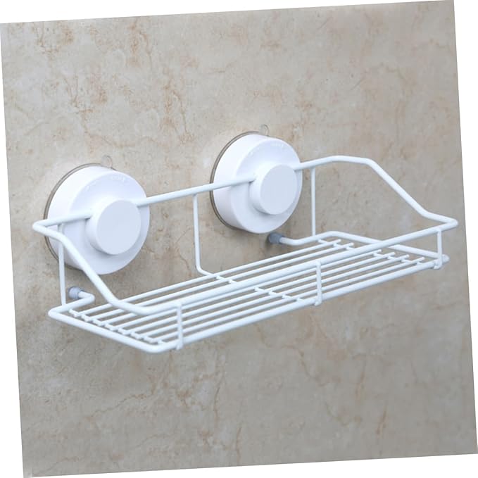 VALICLUD Wall Mounted Bathroom Shelf with Suction Cup Organizer for Bathroom Kitchen and Toilet Space Saving White Storage Rack