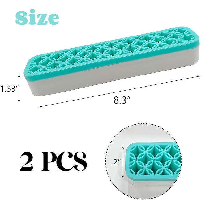 TANG SONG 2 PCS Rectangle Silicone Make up Brush Holder Cosmetic Storage Box Desktop Organizers (Green)