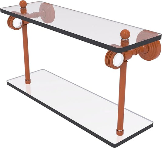 Allied Brass PG-2D-16-ASP Pacific Grove Collection 16 Inch Two Tiered Glass Shelf with Dotted Accents, Autumn Sparkle