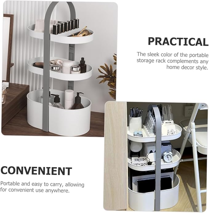 Ciieeo Portable Storage Rack Makeup Organizer Handled Storage Rack Tabletop Shelf Corner Shelf Bathroom Tray Accessories Organizer