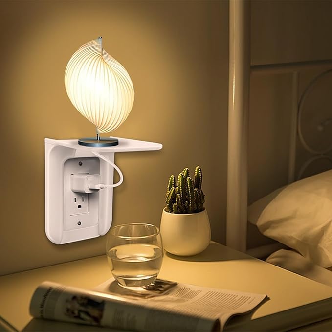 Garosa Plug Shelf Wall Mounted Outlet Shelf with Hole Simple Power Charger Shelf for Bathroom Kitchen Garage Floor Table Sensors