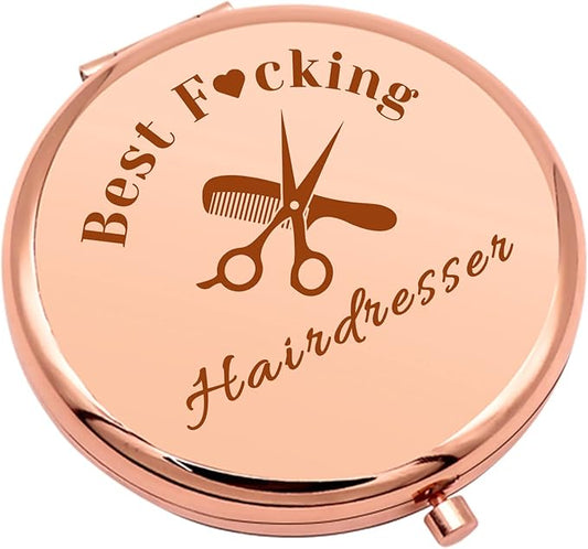 Hairdresser Thank You Gifts Hair Stylist Gifts Compact Makeup Mirror Hair Dresser Gift for Women Graduation Gift for Hairdresser Appreciation Gifts Folding Makeup Mirror Christmas Birthday Gifts