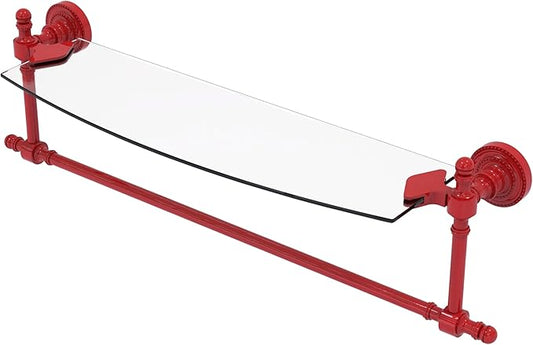 Allied Brass Retro Dot Collection Glass Vanity Shelf with Integrated Towel Bar