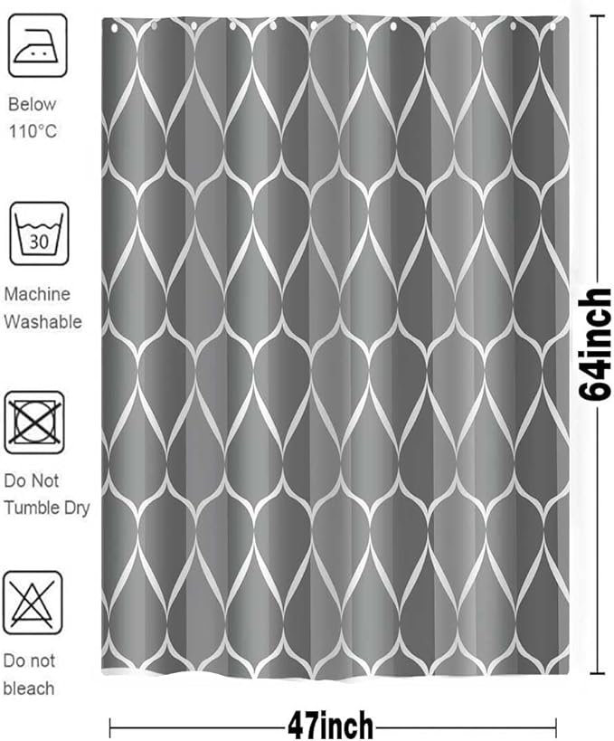 Gray Shower Curtain RV Shower Curtain Grey Modern Bathroom Shower Curtains Waterproof Fabric Machine Washable Shower Curtains 47 x 64 Inches