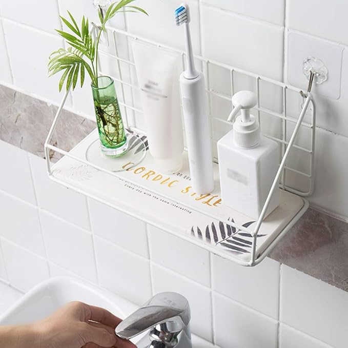 AGYH Bathroom Shelf Wall-Mounted Bathroom Vanity Storage Shelf (Two Styles) (Color : White, Size : 44cm)